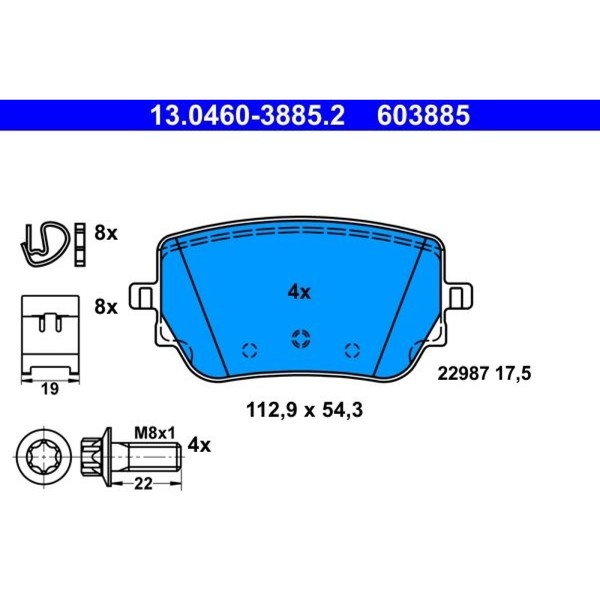 ATE 13.0460-3885.2 Bremsbelagsatz FüR Mercedes Benz A Klasse CLA B GLA GLB EQA-image