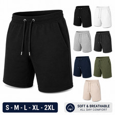 Mens Fleece Jogger Shorts Casual Gym Sports Sweat Shorts Elastic Waist S-2XL