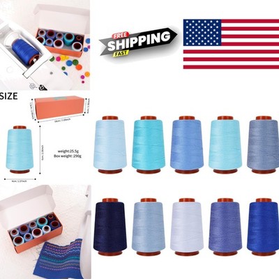 All Purpose Sewing Thread Set of 10 Spools 800 Yards Each Assorted Blue Colors