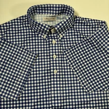 NEW Collars and Co. Dress Polo Shirt Small Blue Gingham Check Office Casual