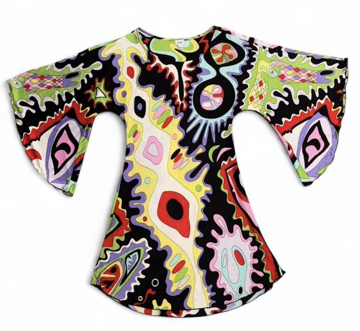 Cache mod print multicolor silk jersey dress with… - image 1