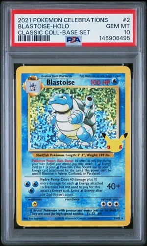 2021 POKEMON CELEBRATIONS CLASSIC COLL #2 BLASTOISE-HOLO PSA 10