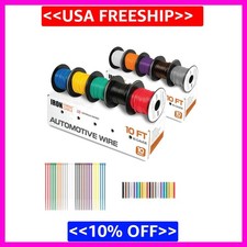 100 Ft 16 Gauge Cable Wire 10-Roll Assortment Automotive Wiring Kit Copper