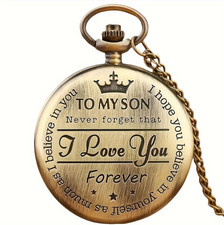 "TO MY SON/ DAUGHTER/ DAD" Quartz Pocket Chain Watch