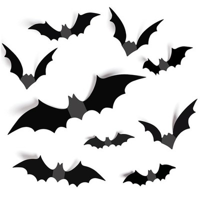 TRIXES 3D FLEDERMAUS WANDAUFKLEBER - 56 STÜCK HALLOWEEN DEKO - VERSCHIEDENE GRÖßEN