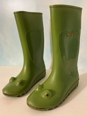 vintage green frog kids rubber boots made in UK