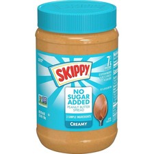 Skippy No Sugar Added Creamy Peanut Butter, Large 40 Oz Jar