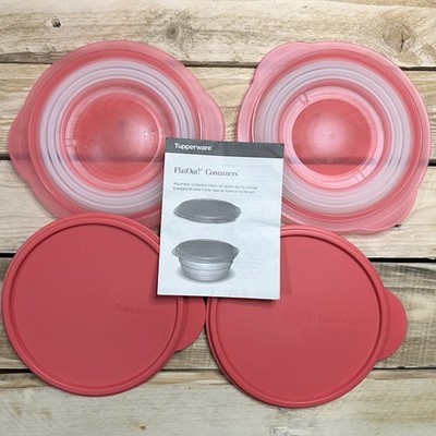 Tupperware FlatOut! Containers Set X2 - Flat Out Pink New w/Seal - Unused