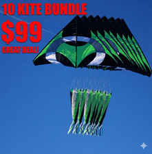 Ring Kite Green 6.5x8 ft giant delta easy flyer kite kites includes 10 kites 