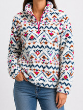 Eddie Bauer Women's S Aztec Sherpa Fleece Pullover 1/4 Zip Multicolor