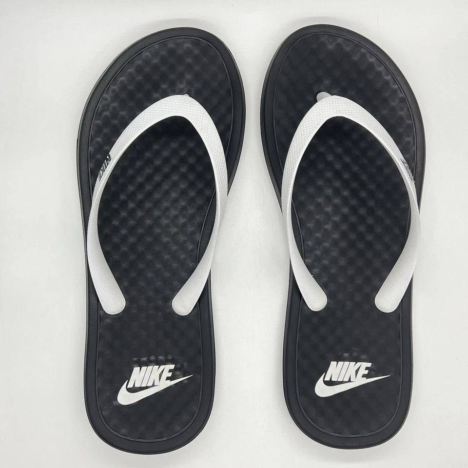 NIKE на палубе шлепанцы M 9/W 10 черный белый стринги сандалии комфорт пляж горки - Изображение 3 из 4