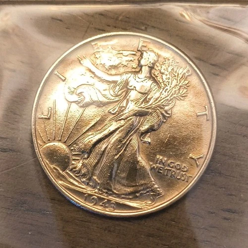 Liberty Walking 1943 Half Dollar Silver Coin Circulated 50C 0.9 Fineness