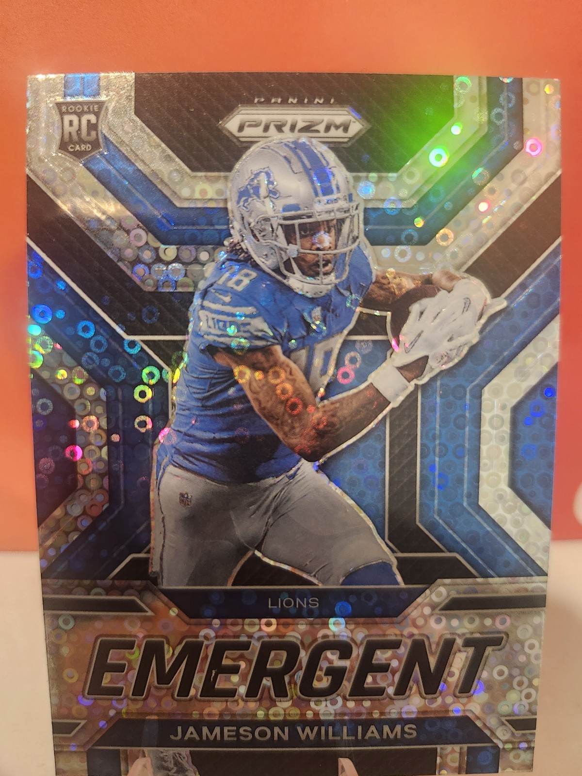 2022 Panini Prizm Football Jameson Williams RC E-9 Emergent Silver Disco Rookie