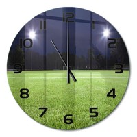 Runde Glasuhr Runde Glas-Wanduhr Aus Glas FußBallplatz Schwarze Zeiger Fi60 Cm
