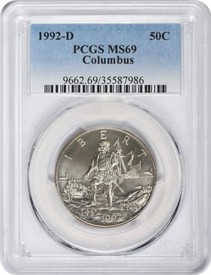 #ad 1992 D Columbus Commemorative Half Dollar MS69 PCGS $19.95