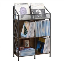 6 Grids Vinyl Record Storage Holder Rack  Wooden Record Display Table for Maga