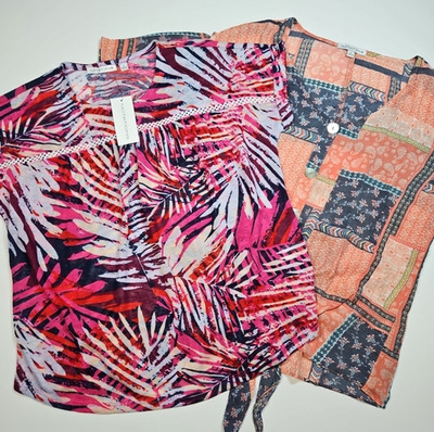 Notations Women's Short Sleeve Blouse Bundle - Lot of 2 - Size Small