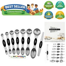 Stainless Steel Magnetic Measuring Spoons Set with Strong N45 Magnets, Heavy ...