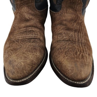 Vintage Nocona Cowboy Boots Sueded Hippo PRINT Mens 8EE wide  display picture 1