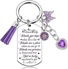 Best Friend Birthday Gifts for Women - Funny Friendship Keychain Purple