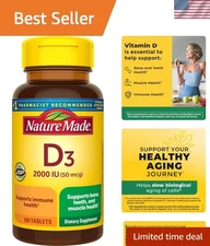 Vitamin D3 2000 IU 50 mcg, Vitamin D Supplement for Bone, Teeth, Muscle and I...