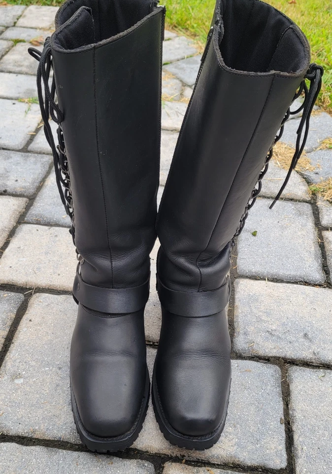 Botas Z1R Savage Talla 10 Motocicleta Cuero Con Cordones Mujeres Botas de Montar Alto Motociclista Foto 3 de 4