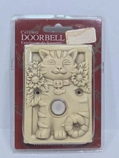 Figi Ceramic Doorbell Cover CAT & FLOWERS Illuminated Doorbell VTG 1999 NOS