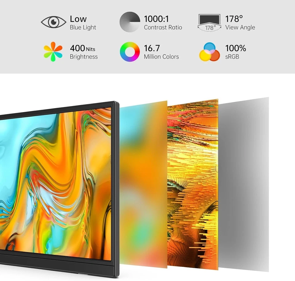 14" FHD Portable Monitor USB C HDMI Speakers - Image 4 of 4