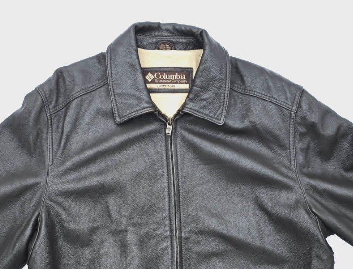 Columbia Sportswear Men's Brown Leather Bomber Lined Jacket Size