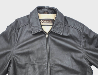 Columbia Sportswear Men's Brown Leather Bomber Lined Jacket Size