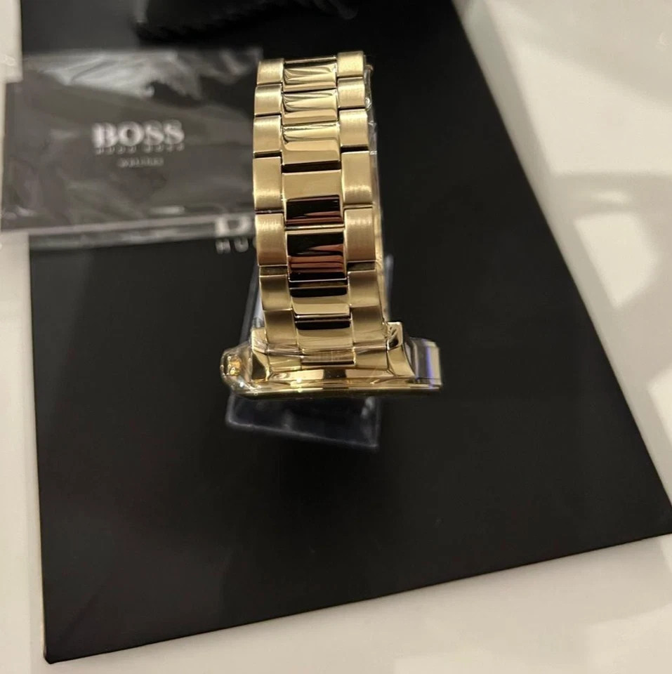 New HUGO BOSS HB1513923 Allure Gold Green Stainless Steel Chrono Mens Watch UK - Image 4