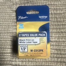 Brother P-Touch 2 Tape Value Pack Black Print/White Label Tape M-2312PK New