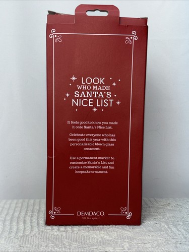 Demdaco Santa’s Nice List Blown Glass Christmas Ornament Original Box - Picture 3 of 10