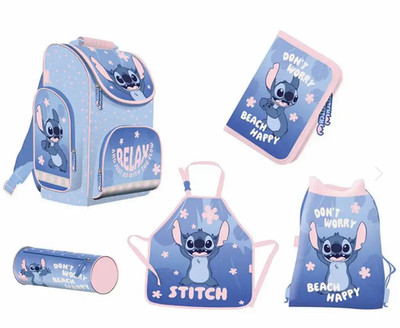 Schulranzen Set Disney Lilo & Stitch blau/rosa 5 Teile