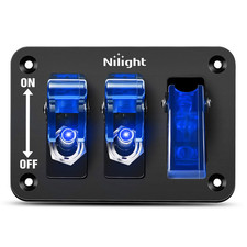 3 Gang Toggle Switch 12V Rocker Switch Panel with LED Light and Flip Cover Heavy