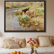 Beagle Oil Painting Canvas Print Dog Lovers Wall Art Rustic Dog Home Decor