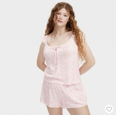 Roller Rabbit Target Sketched Floral Pointelle Tank Top and Short Pajamas Small