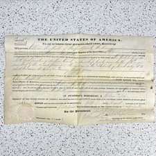 Antique 1844 John Tyler Land Grant Jasper Couny Indiana District of Sands