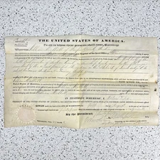 Antique 1844 John Tyler Land Grant Jasper Couny Indiana District of Sands