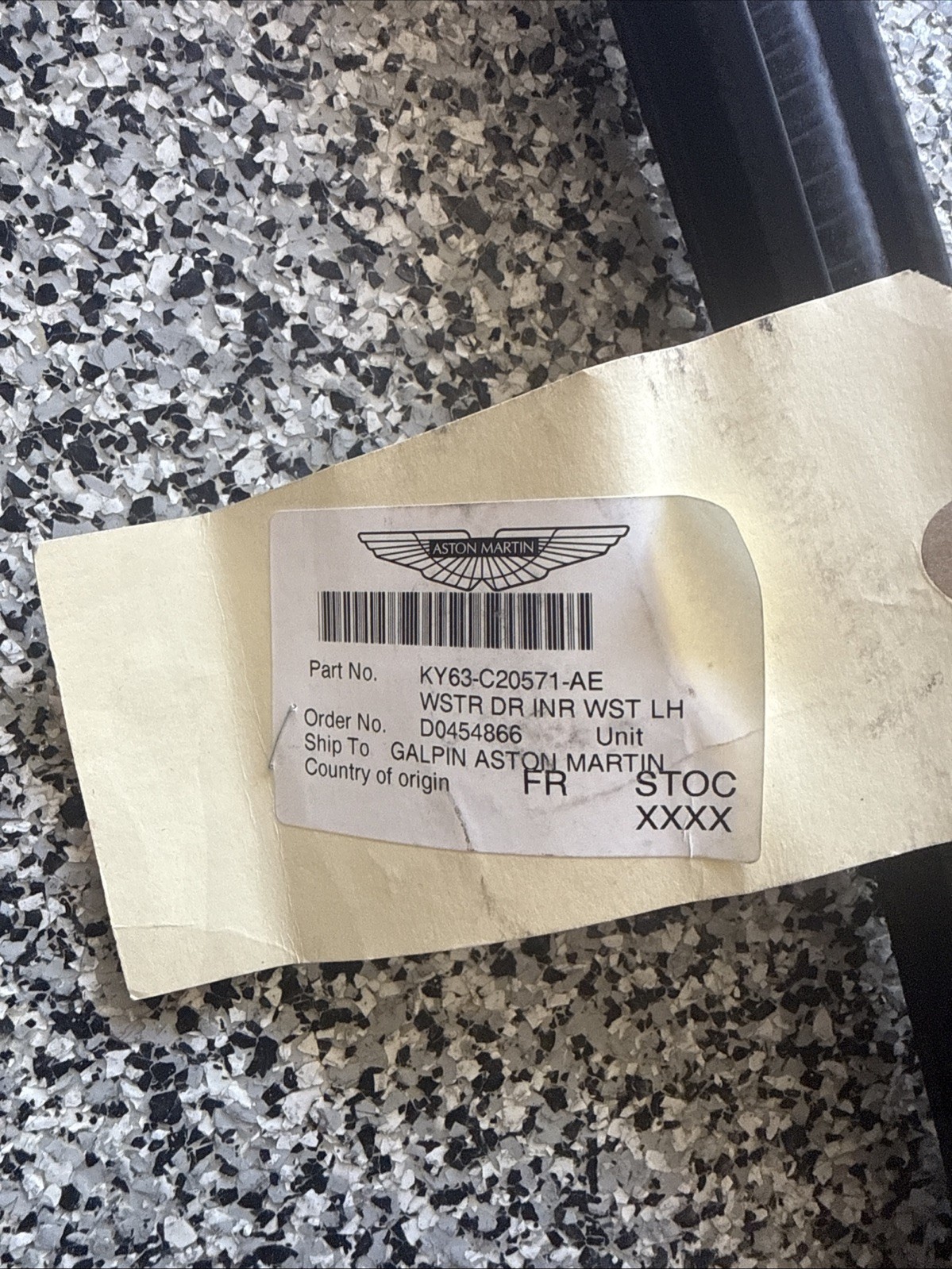 OEM Aston Martin Vantage Door Inner Waist Seal Weatherstrip KY63-C20571-AE