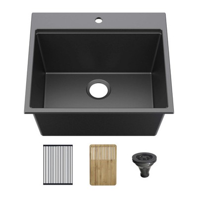 25'' Top-Mount Workstation Single Bowl Quartz Kitchen Sink