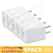 5Pack 5V 2A USB Port Jack Wall Charger 5 Volt v 2 Amp AC to DC Power Adapter Lot