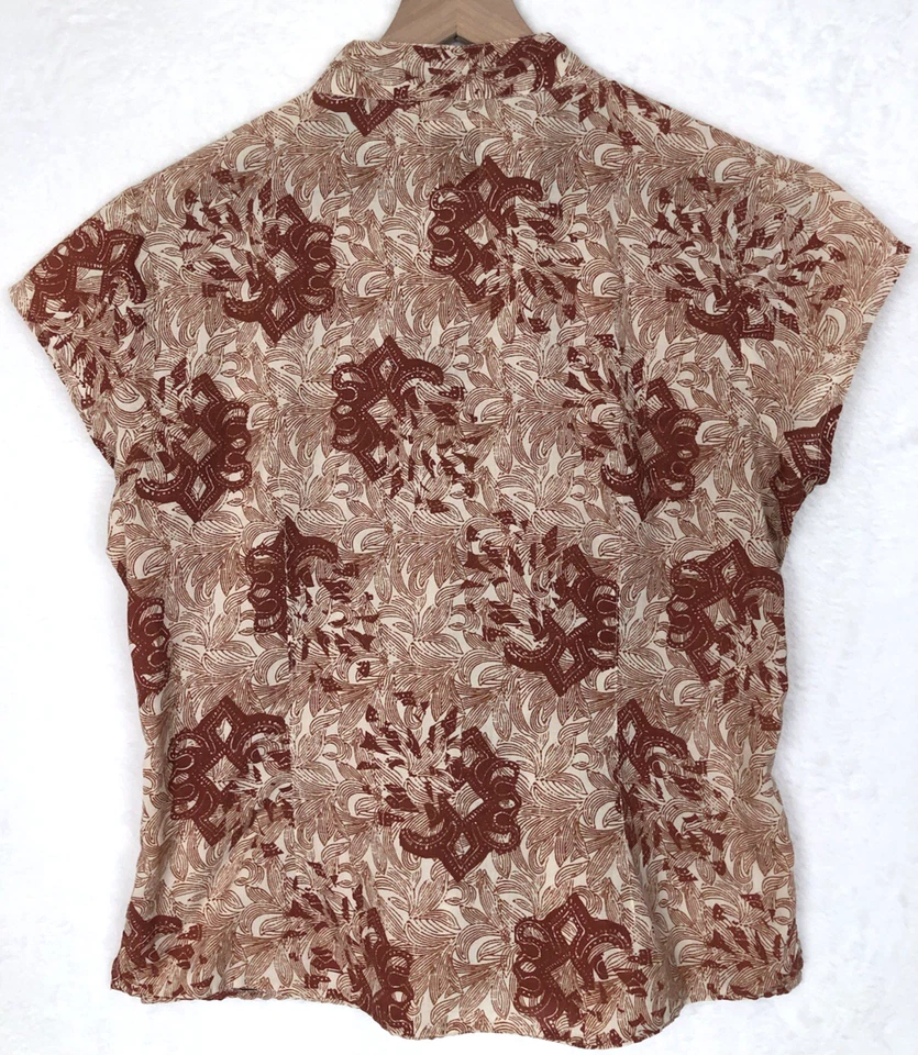 Camisa GRAMICCI Para Mujer Talla L Cobre Manga Gorra Abotonada Algodón Ligera Boho Foto 2 de 4