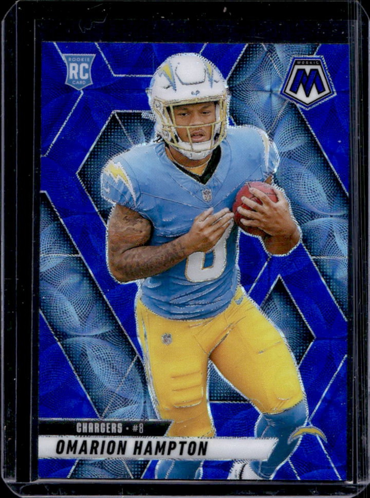 2025 Panini Mosaic Omarion Hampton Rookies RC Blue Scope Prizm #335 Chargers