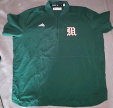 Adidas Miami Hurricanes Green Baseball Team Issued 1/4 Zip SS Pocket XL NWOT