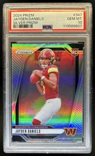 2024 Panini Prizm Jayden Daniels RC Silver Rookie #347 Commanders PSA 10