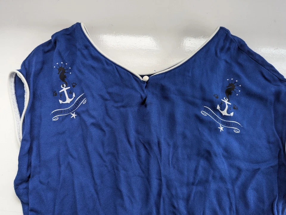 Vestido Ancla Azul Marino Por Pussy Deluxe Talla M 14 Rockabilly Collectif Lindy Bop  Foto 3 de 4