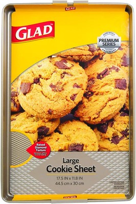 Glad Premium Nonstick Cookie Sheet   Heavy Duty Baking Pan with Large, Gold 