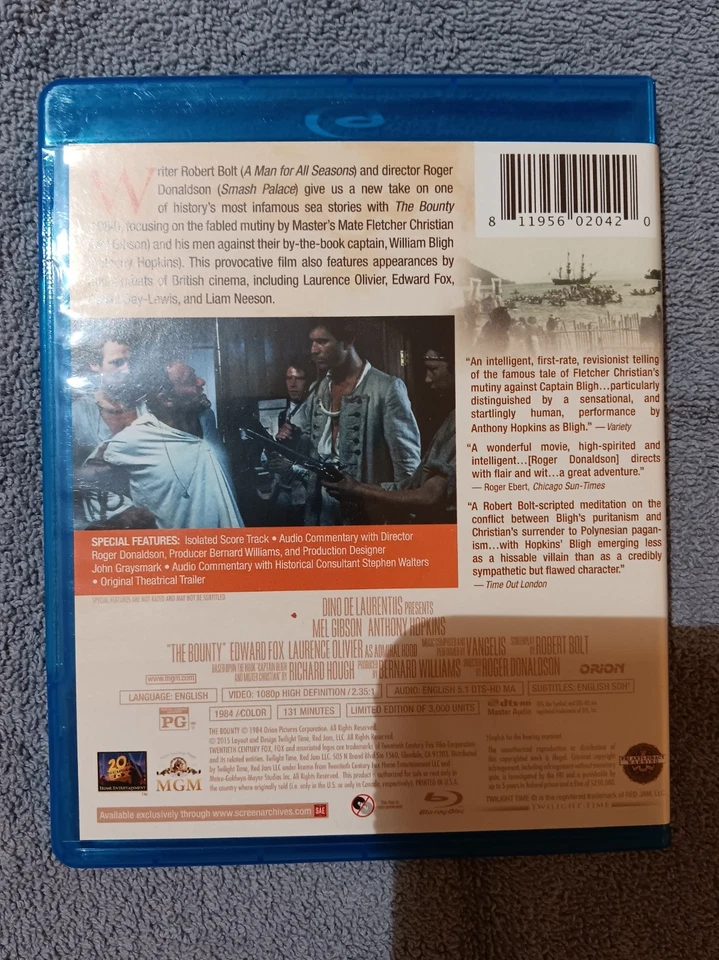 The Bounty Blu-Ray Movie Limited Edition Series Mel Gibson Anthony Hopkins F0420 - Image 2 of 4