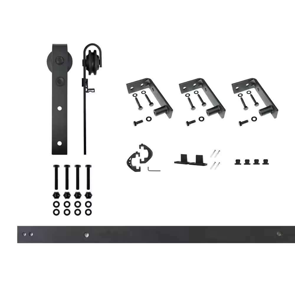 4 Ft Black Rustic Ceiling Mount Sliding Barn Door Track Hardware Kit